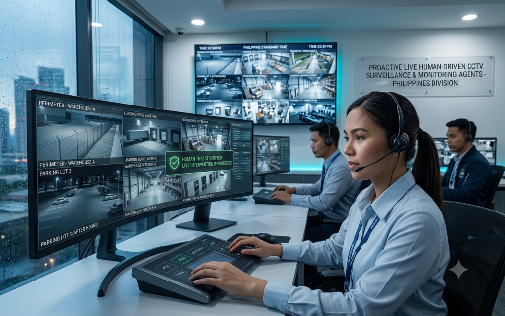 A Filipino young professional security monitored CCTV coverage